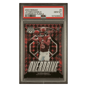 Jayden Daniels PSA 10 2024 Panini Mosaic Overdrive Purple Rookie RC #d/ 49 Card #5