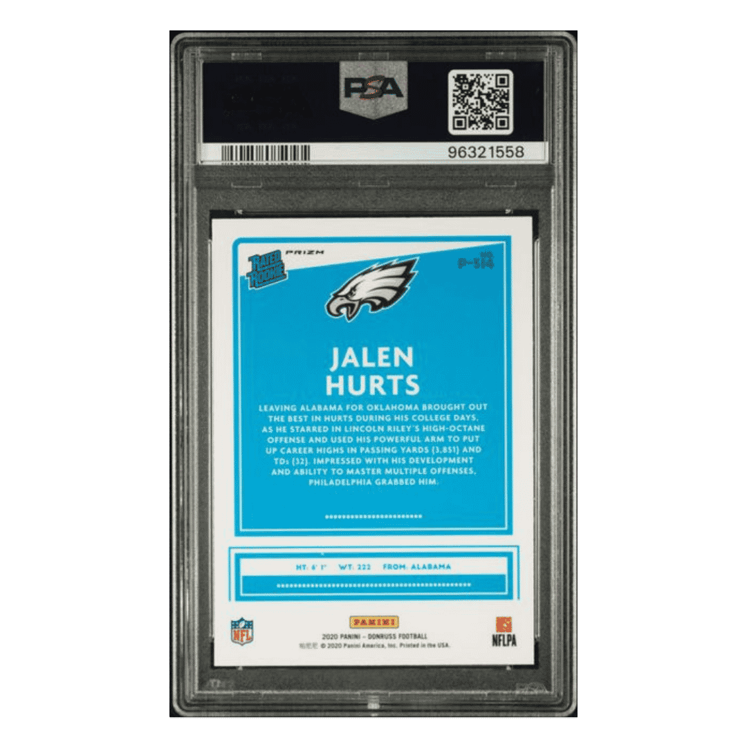 Jalen Hurts PSA 10 2020 Panini Donruss Optic Preview Red/ Green Rated Rookie Card #P314