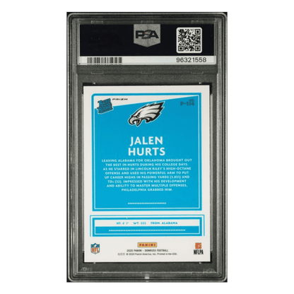 Jalen Hurts PSA 10 2020 Panini Donruss Optic Preview Red/ Green Rated Rookie Card #P314