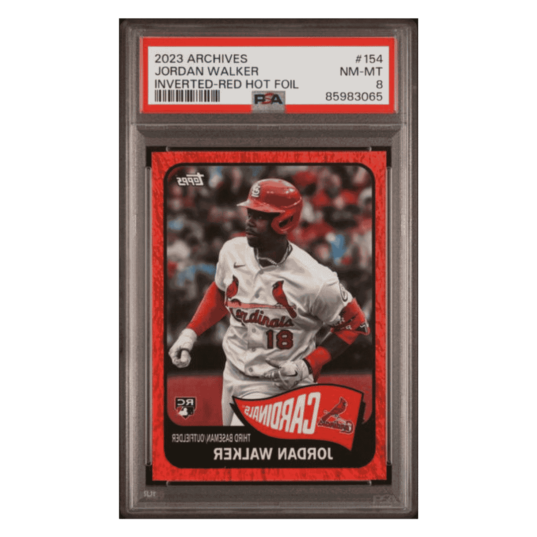 Jordan Walker PSA 8 2023 Topps Archives Inverted Red Hot Foil Rookie RC #d/ 50 Card #154