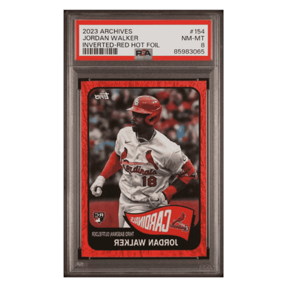 Jordan Walker PSA 8 2023 Topps Archives Inverted Red Hot Foil Rookie RC #d/ 50 Card #154