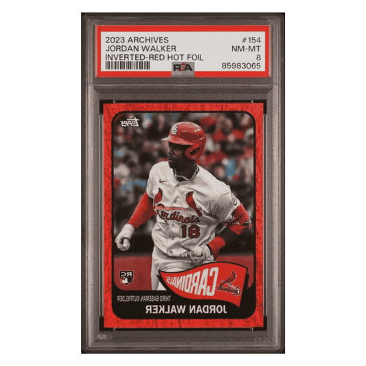 Jordan Walker PSA 8 2023 Topps Archives Inverted Red Hot Foil Rookie RC #d/ 50 Card #154