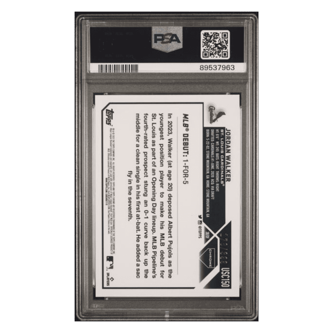 Jordan Walker PSA 9 2023 Topps Chrome Update Magenta Rookie RC #d/ 399 Card #USC150