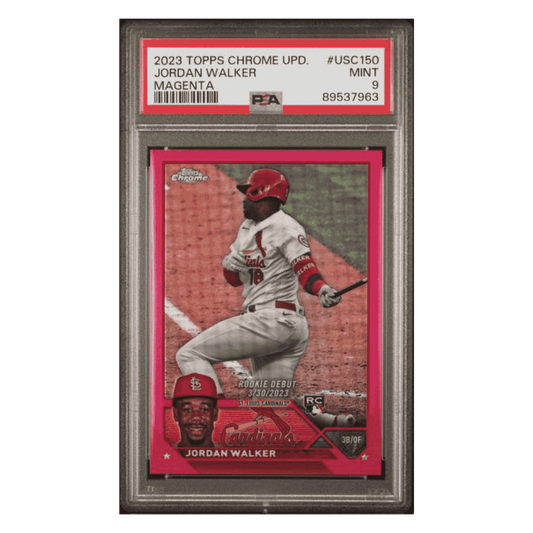 Jordan Walker PSA 9 2023 Topps Chrome Update Magenta Rookie RC #d/ 399 Card #USC150
