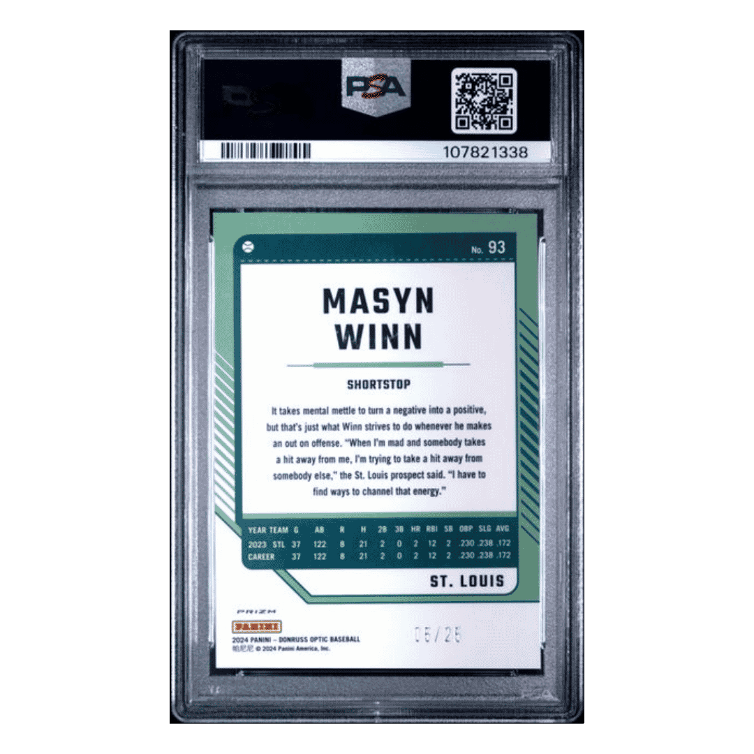 Masyn Winn PSA 10 2024 Panini Donruss Optic Cracked Ice #d/ 25 Card #93