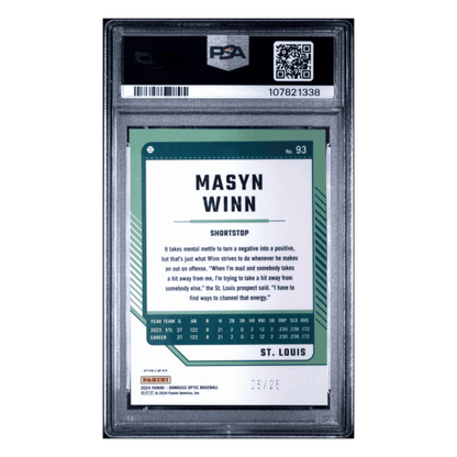 Masyn Winn PSA 10 2024 Panini Donruss Optic Cracked Ice #d/ 25 Card #93
