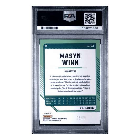Masyn Winn PSA 10 2024 Panini Donruss Optic Cracked Ice #d/ 25 Card #93