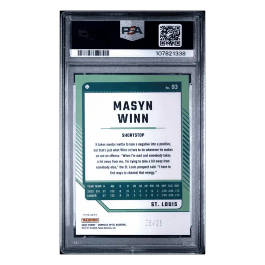 Masyn Winn PSA 10 2024 Panini Donruss Optic Cracked Ice #d/ 25 Card #93
