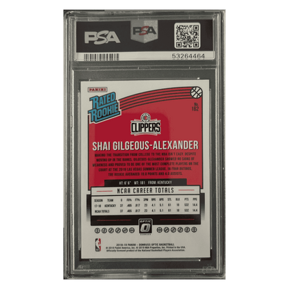 Shai Gilgeous-Alexander PSA 9 2018 Panini Donruss Optic Rated Rookie Card #162