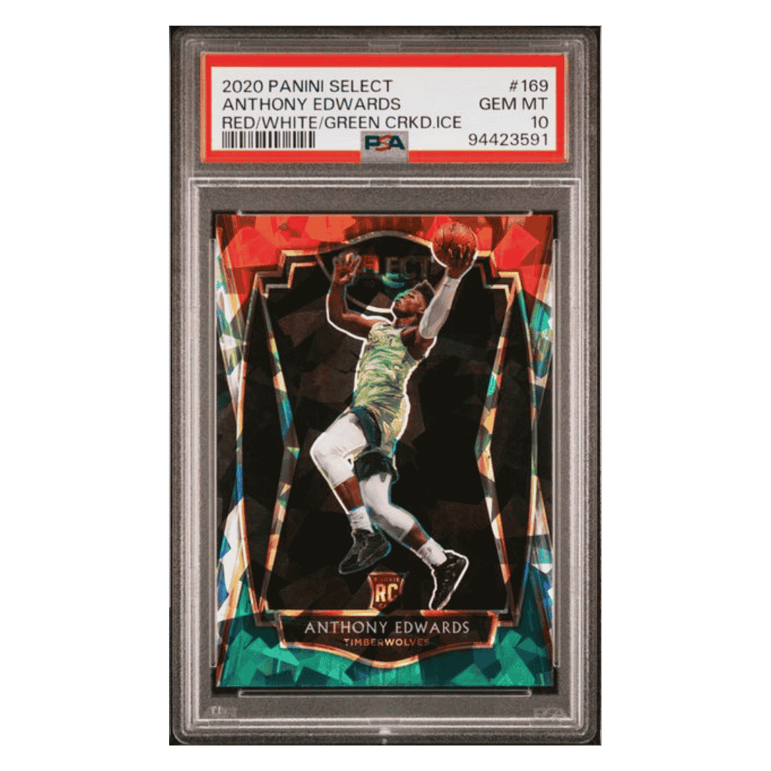 Anthony Edwards PSA 10 2020 Panini Select Red/ White/ Green Cracked Ice Card #169