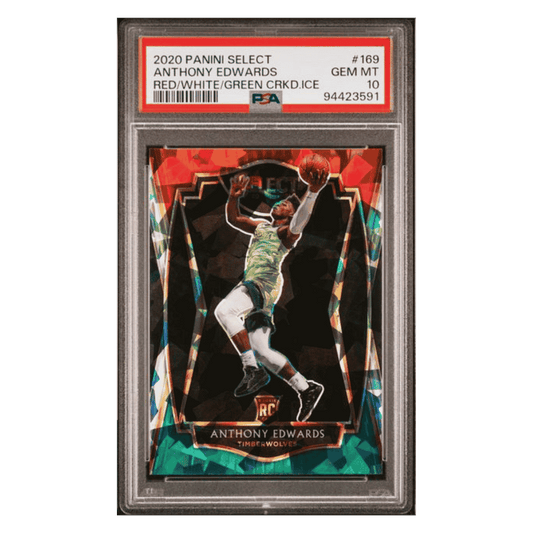 Anthony Edwards PSA 10 2020 Panini Select Red/ White/ Green Cracked Ice Card #169