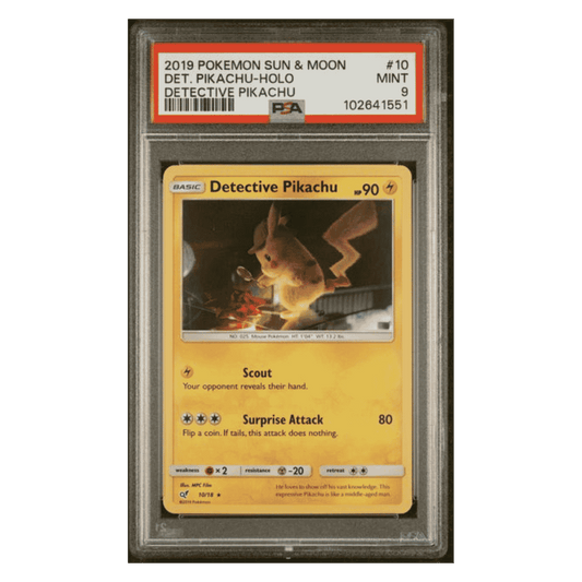 Detective Pikachu Holo PSA 9 2019 Pokemon Sun & Moon Detective Pikachu Card #10