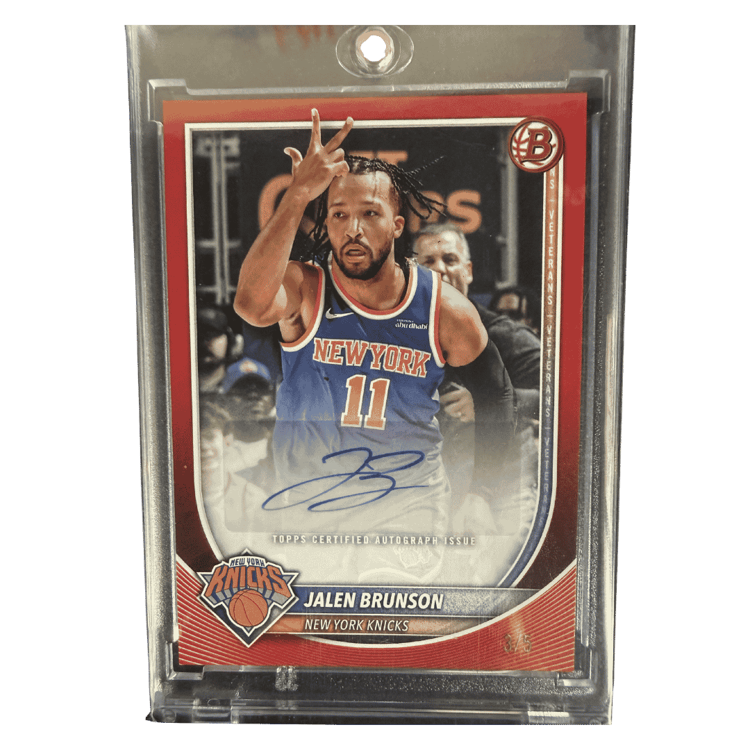 Jalen Brunson 2025-26 Bowman #RVA-JBR Red Auto #D 3/5 - KNICKS MVP!