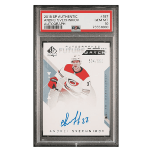 Andrei Svechnikov PSA 10 2018 Upper Deck SP Authentic Autograph #d/ 999 Card #187