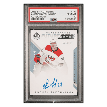 Andrei Svechnikov PSA 10 2018 Upper Deck SP Authentic Autograph #d/ 999 Card #187