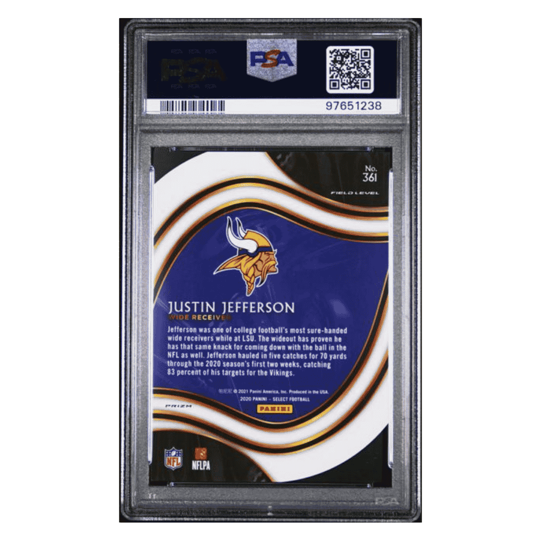 Justin Jefferson PSA 10 2020 Panini Select Die-Cut White Prizm Card #361