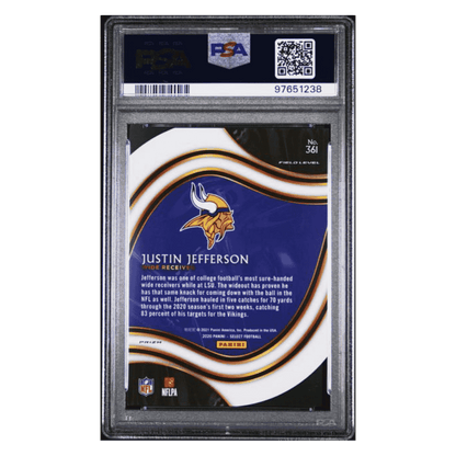 Justin Jefferson PSA 10 2020 Panini Select Die-Cut White Prizm Card #361