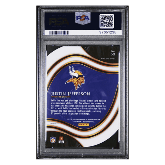 Justin Jefferson PSA 10 2020 Panini Select Die-Cut White Prizm Card #361
