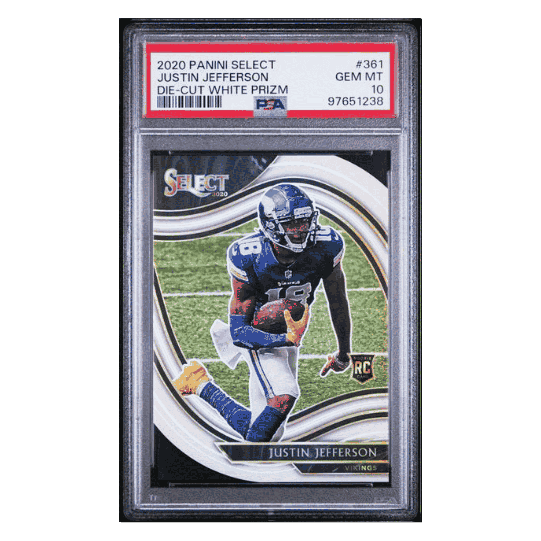 Justin Jefferson PSA 10 2020 Panini Select Die-Cut White Prizm Card #361