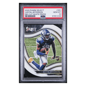 Justin Jefferson PSA 10 2020 Panini Select Die-Cut White Prizm Card #361