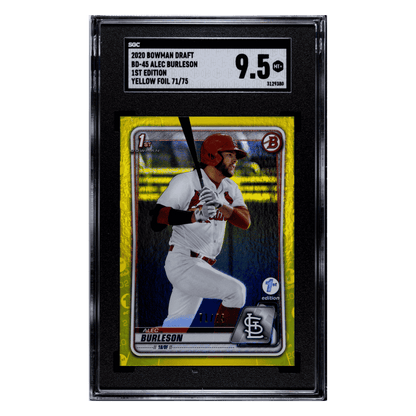 Alec Burleson SGC 9.5 2020 Bowman Draft 1st Edition Yellow Foil #d/ 75 Card #BD-45