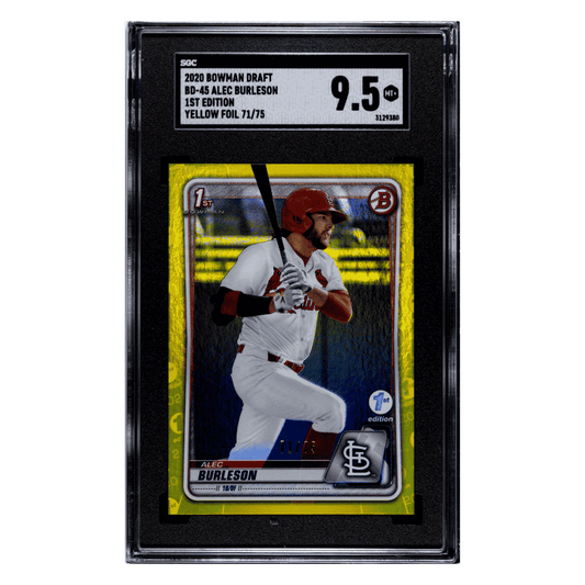 Alec Burleson SGC 9.5 2020 Bowman Draft 1st Edition Yellow Foil #d/ 75 Card #BD-45
