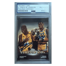 Shaquille O'Neal & Magic Johnson 2000 Topps Forever MVPs Dual Autograph Card #TC6