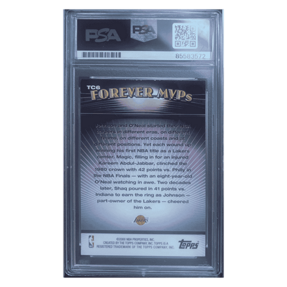 Shaquille O'Neal & Magic Johnson 2000 Topps Forever MVPs Dual Autograph Card #TC6