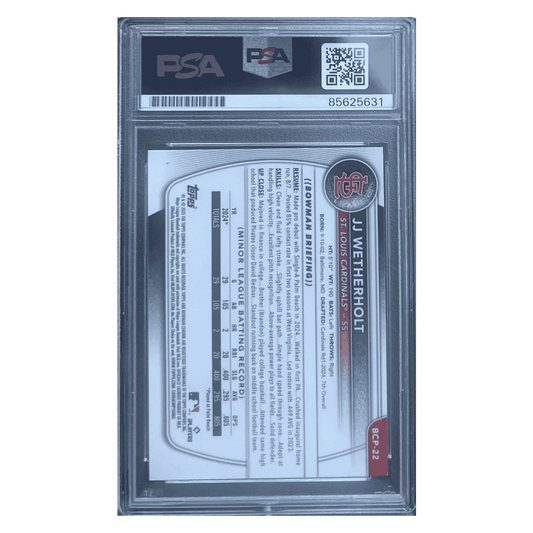 JJ Wetherholt 2025 Topps Bowman Chrome Prospects Autograph Card #BCP22
