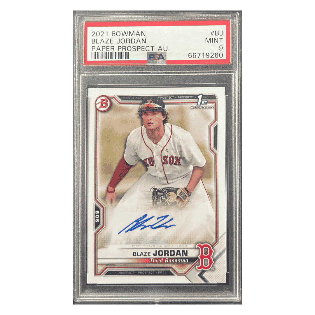 Blaze Jordan PSA 9 2021 Bowman Paper Prospects Autograph Card #BJ