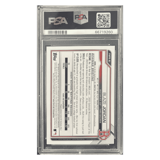 Blaze Jordan PSA 9 2021 Bowman Paper Prospects Autograph Card #BJ
