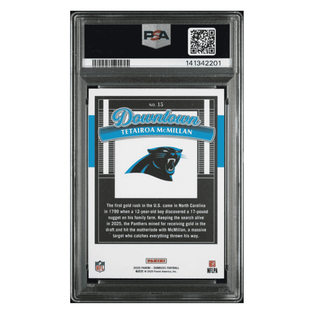 Tetairoa McMillan PSA 10 2025 Panini Donruss Downtown! Rookie RC Card #15