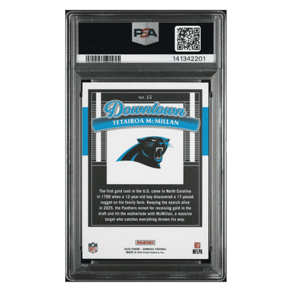 Tetairoa McMillan PSA 10 2025 Panini Donruss Downtown! Rookie RC Card #15