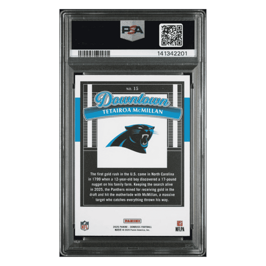 Tetairoa McMillan PSA 10 2025 Panini Donruss Downtown! Rookie RC Card #15