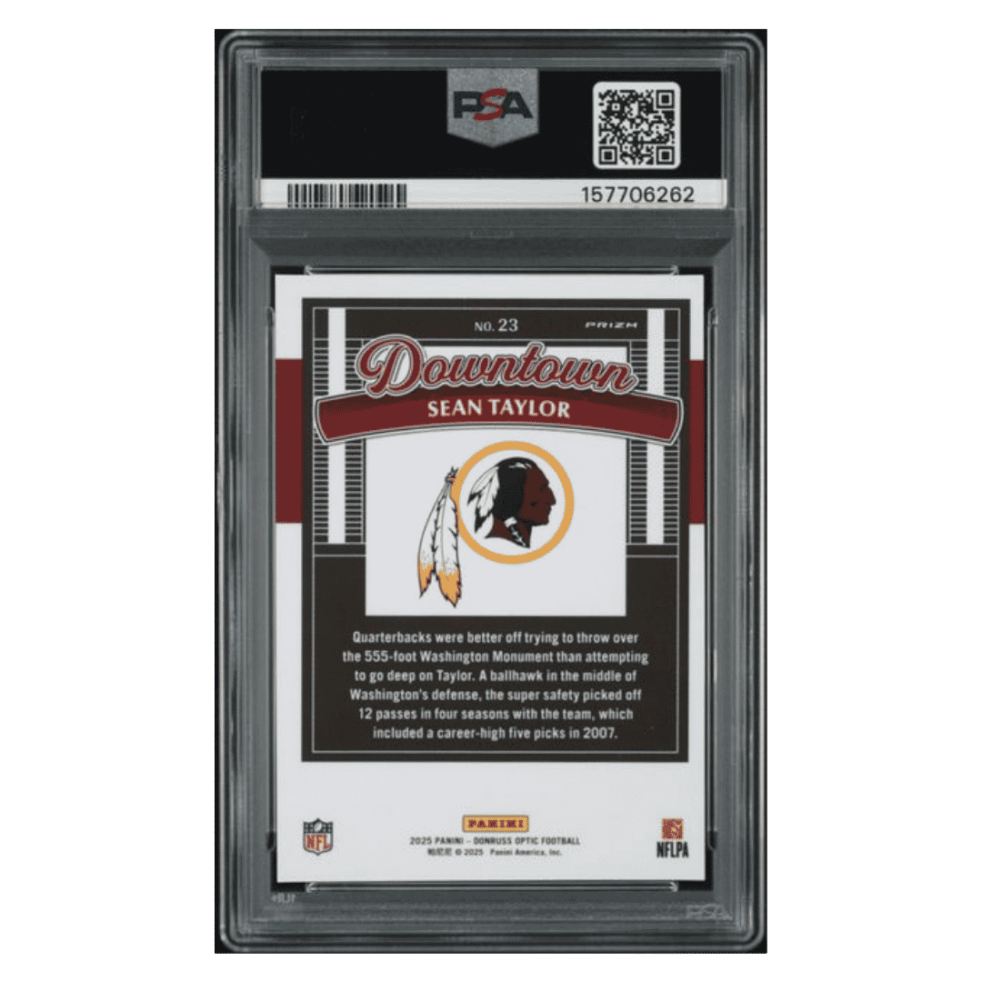 Sean Taylor PSA 9 2025 Panini Donruss Optic Downtown Card #23