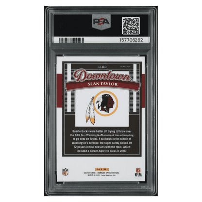 Sean Taylor PSA 9 2025 Panini Donruss Optic Downtown Card #23