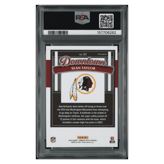 Sean Taylor PSA 9 2025 Panini Donruss Optic Downtown Card #23