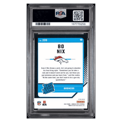 Bo Nix PSA 10 2024 Panini Donruss Optic Stars Rated Rookie Card #209