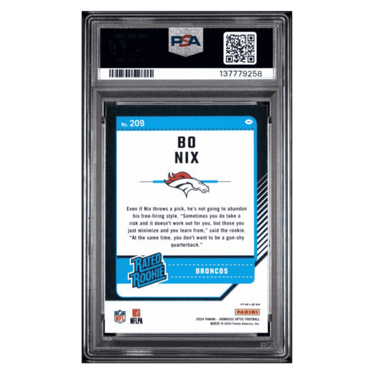 Bo Nix PSA 10 2024 Panini Donruss Optic Stars Rated Rookie Card #209