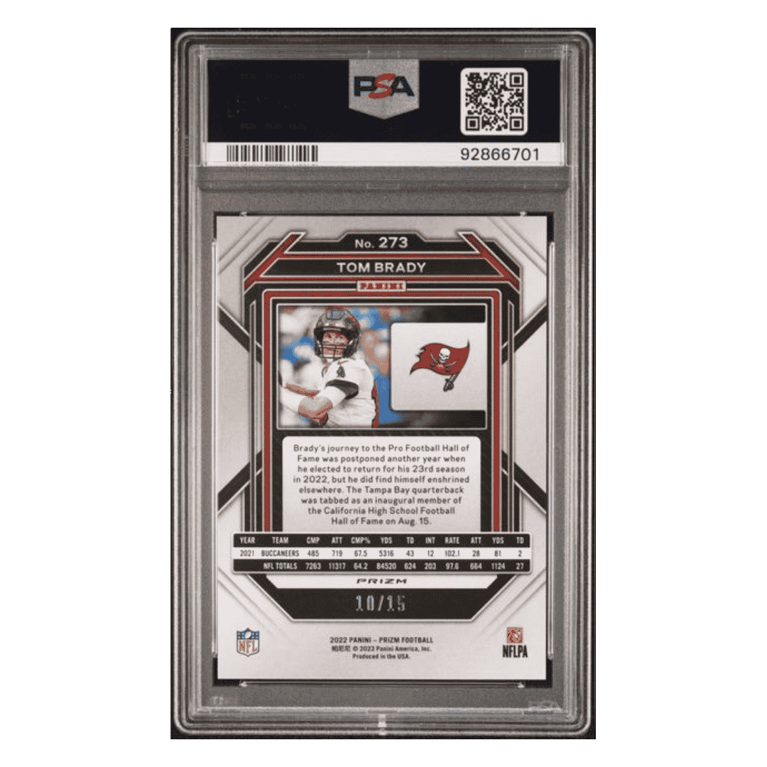 Tom Brady PSA 9 2022 Panini Prizm No Huddle Pink #d/ 15 Card #273