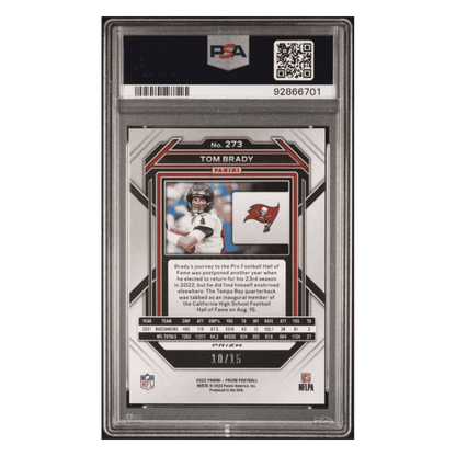 Tom Brady PSA 9 2022 Panini Prizm No Huddle Pink #d/ 15 Card #273