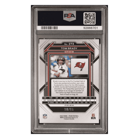 Tom Brady PSA 9 2022 Panini Prizm No Huddle Pink #d/ 15 Card #273