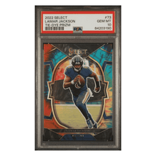 Lamar Jackson PSA 10 2022 Panini Select Tie-Dye Prizm #d/ 25 Card #73