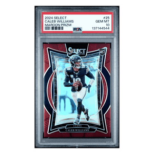 Caleb Williams PSA 10 2024 Panini Select Maroon Prizm Rookie RC #d/ 149 Card #25