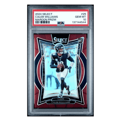 Caleb Williams PSA 10 2024 Panini Select Maroon Prizm Rookie RC #d/ 149 Card #25