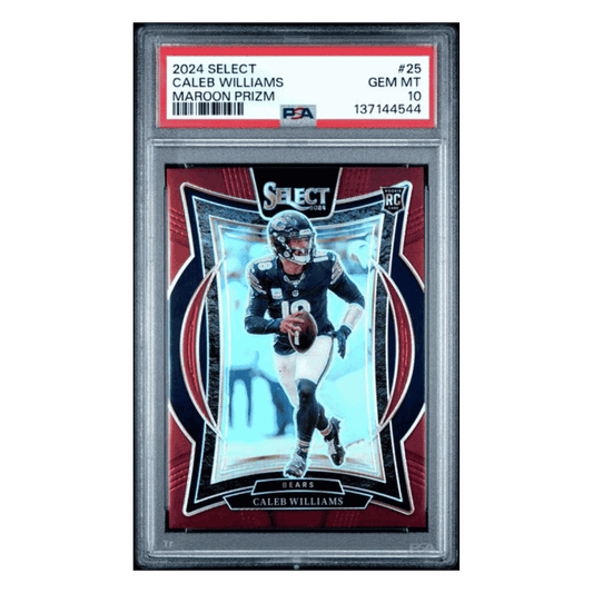Caleb Williams PSA 10 2024 Panini Select Maroon Prizm Rookie RC #d/ 149 Card #25
