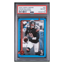 Caleb Williams PSA 8 2025 Topps Chrome Blue Refractor #d/ 150 Card #52