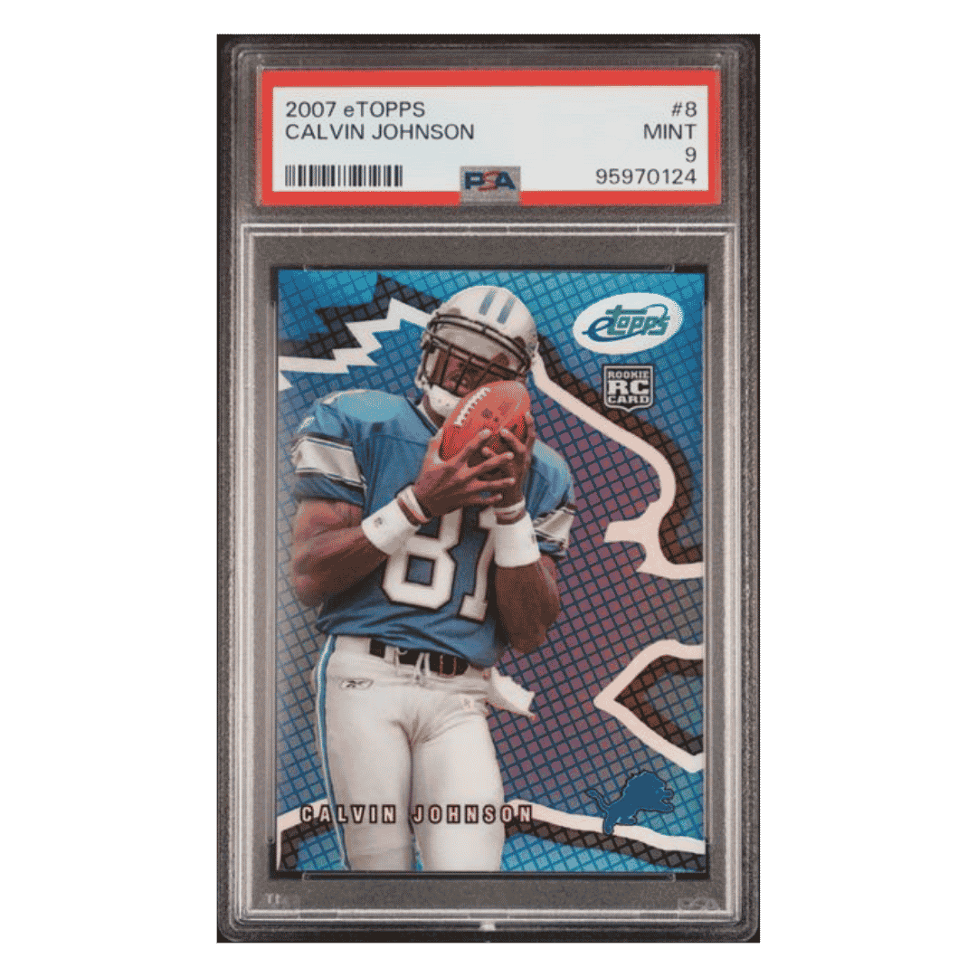 Calvin Johnson PSA 9 2007 eTopps Rookie RC #d/ 1999 Card #8