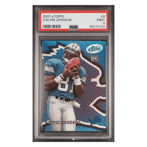 Calvin Johnson PSA 9 2007 eTopps Rookie RC #d/ 1999 Card #8
