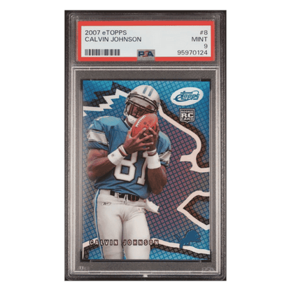 Calvin Johnson PSA 9 2007 eTopps Rookie RC #d/ 1999 Card #8